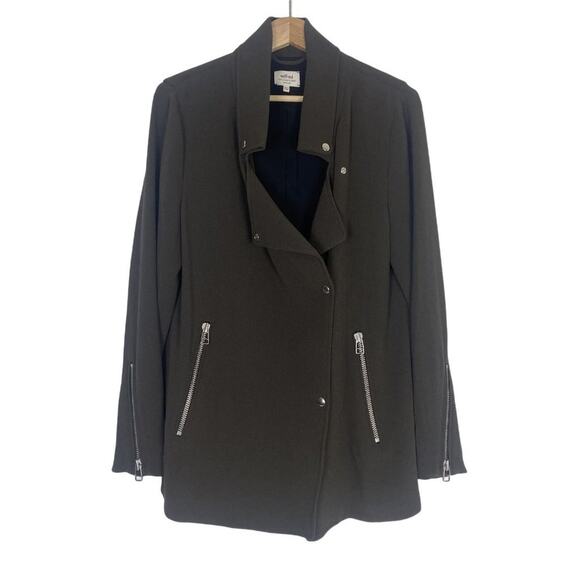 Aritzia Wilfred Womens Brown Stand-Up Collar Snap Military Jacket Size M - Picture 1 of 8